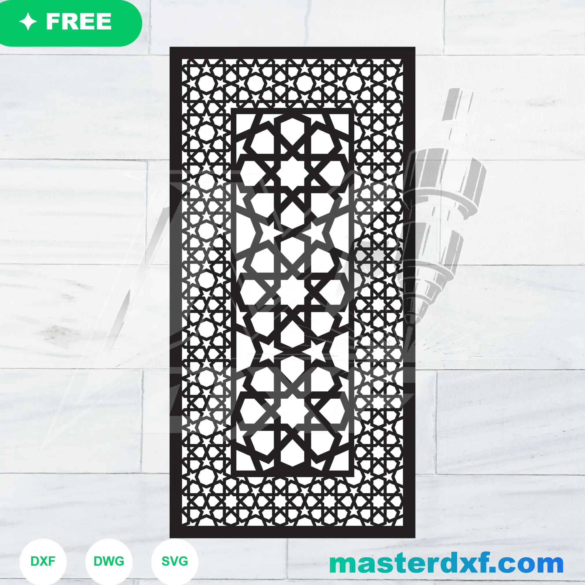 Geometric Star-Cross Network CNC Panel Grid DXF File